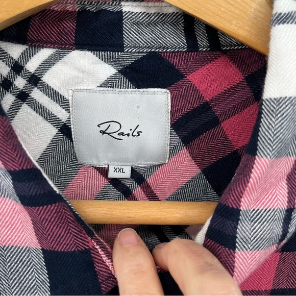 Rails Womens Hunter Plaid Shirt Size XXL Button Down Mulberry White Indigo - Picture 7 of 12